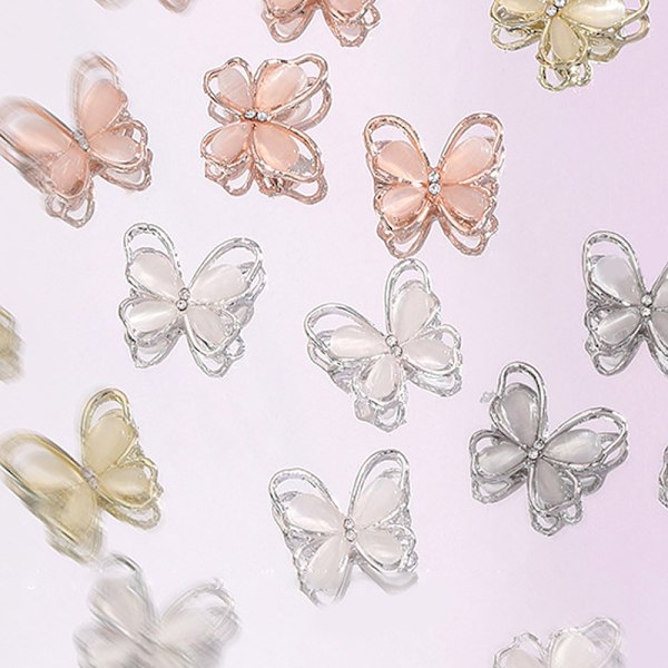3 kpl Nail Art Charm 3D Cat's Eye Butterfly strassit Nail Dri B 3Pcs