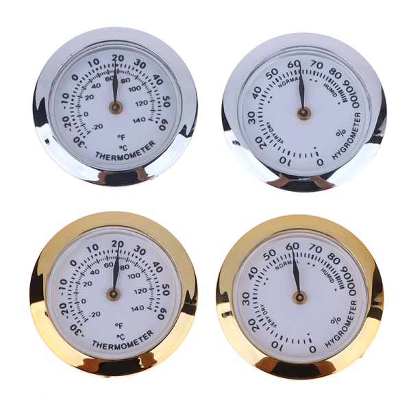 Direct Pin Embedded 37mm Pointer Mini Termometer Hygrometer Fo Thermometer Gold