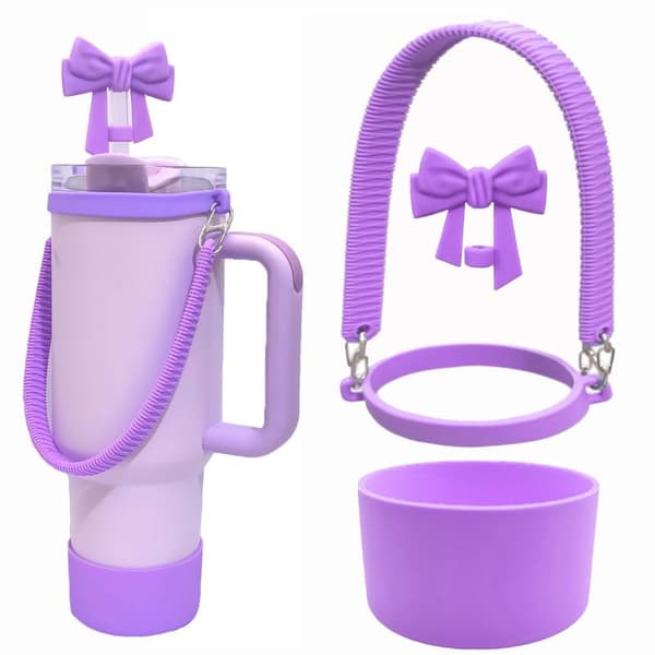 Muggkopp Handrem Sugrörslock Rosett Tillbehörsset Rose red Purple