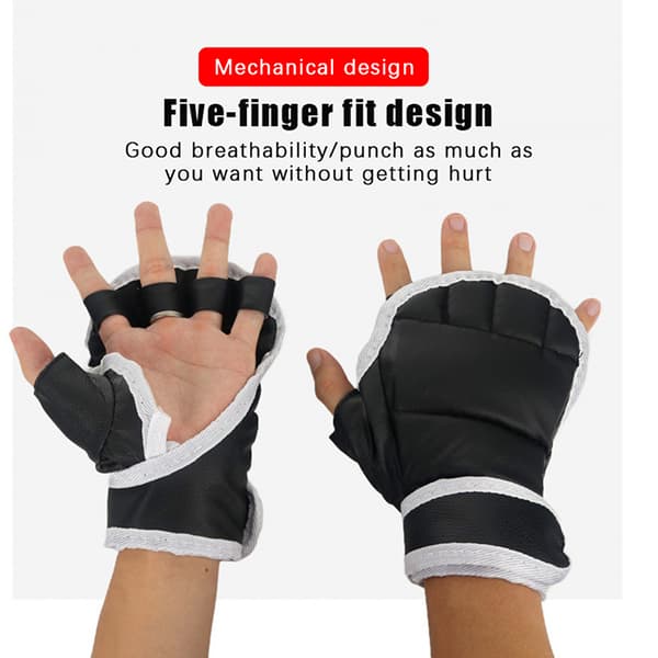 Halvfinger boksetræningshandsker Sort 1/2 par fingerløse handsker 2 pairs
