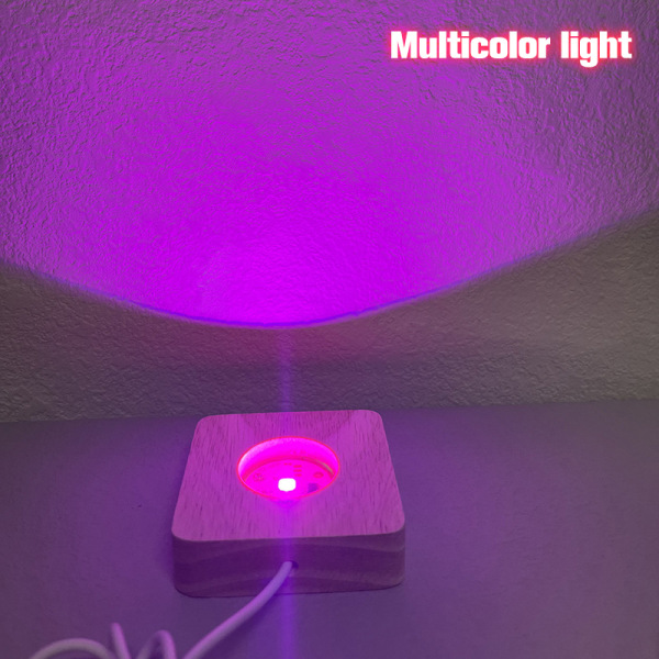 Træ LED lys Display Base Krystalglas Resin Art Ornament Multicolor light