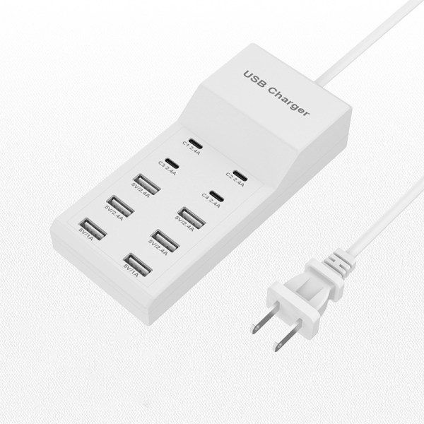 50W 10-Port Type-C USB Snabbladdningsladdare Power För B-US Plug
