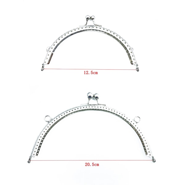 8,5/10,5/12,5/15,5 cm blank sølv, grunnleggende halvsirkel metallpung 20.5cm