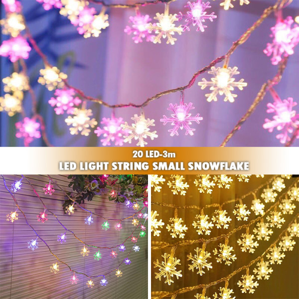 Julepynt Snowflake String Lights Xmas Garland Holid Colorful