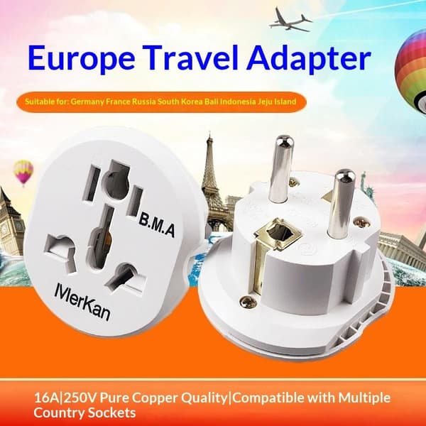 1 stk. EU-stikadapter 16A 250V Rejseadapter AU US UK CN til EU