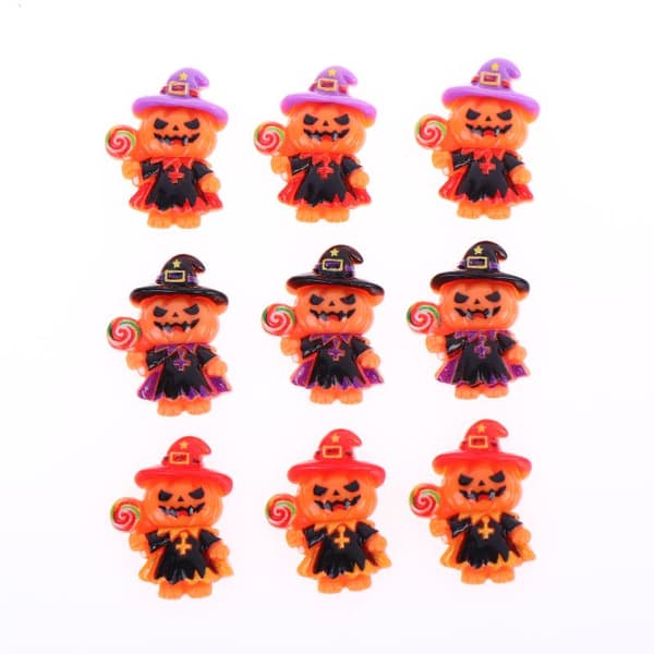 5 stk. Halloween Græskar Troldmand Jack Harpiks Charms Til DIY Hallowe Red