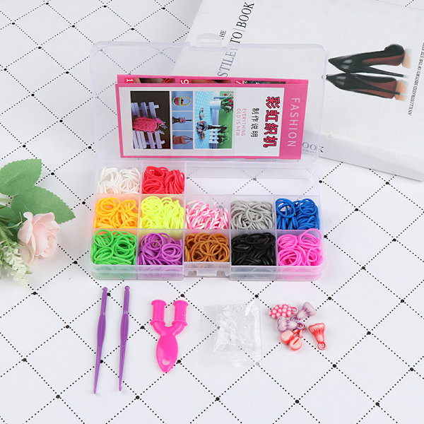 600 st loom bands flicka present elastiskt band för gör-det-själv-vävning