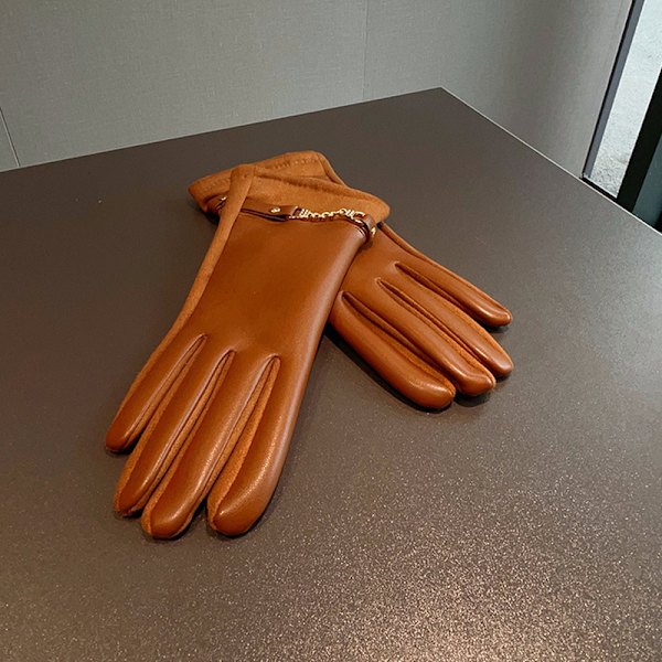 Lyxiga handskar för kvinnor i proteinläder med fleecefoder, vintertouch Black