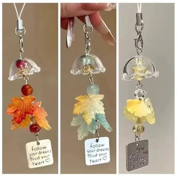 1 stk. e Gennemsigtig Vandmand Blomst Ginkgo Hængende Charms Vind E