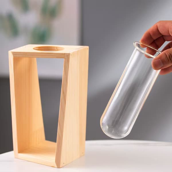 Kreativ Hydroponisk Vas i Trä Retro Vas Transparent Vas A
