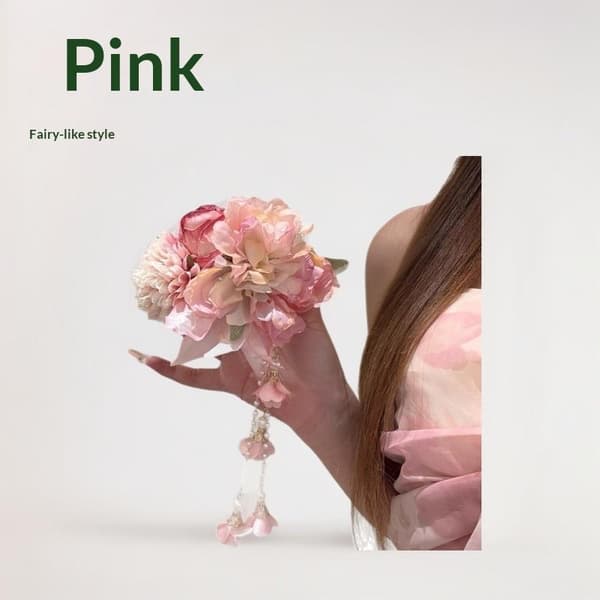 Tofs Hanfu Håraccessoarer Antik Stil Rosa Stil Hårklämma Pink