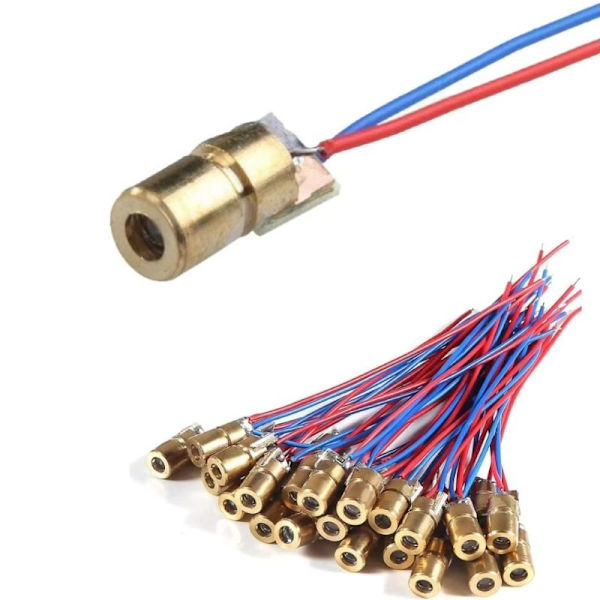 10 stk. justerbar mini-pointerdiode RØD prik-diodkredsløb kobber 5V10PCS