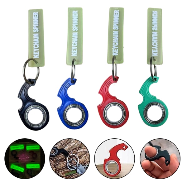 Fingertop Rotation Keychain Antistress Spinning Keyring Luminou Red