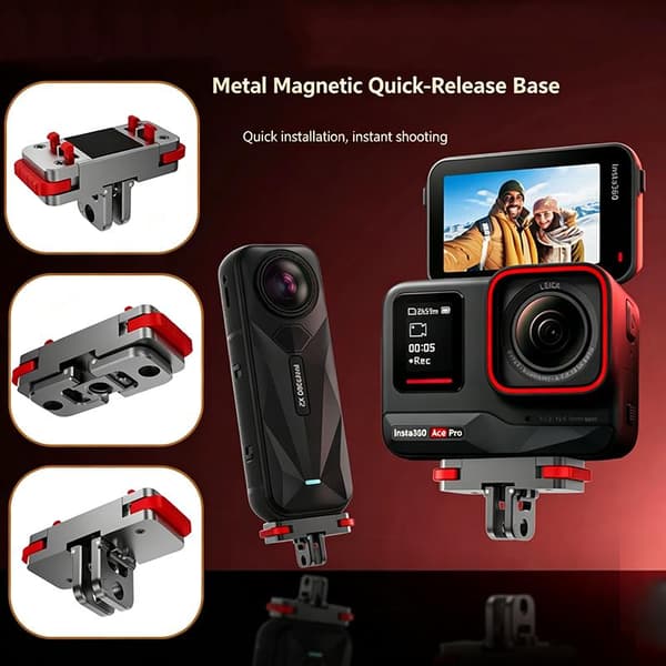 Magnetisk hurtigutløseradapterbase i legering for Insta360 AcePro2 Metal Action6 NANO