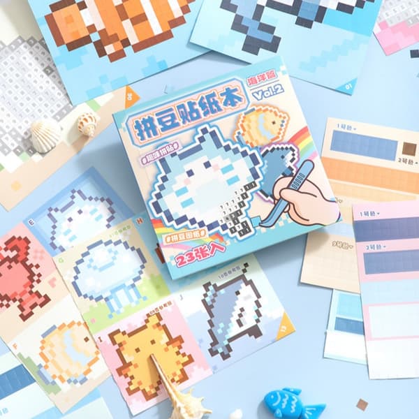 23 ark Pixel Coloring Sticker Book - Pärlkonst Djurtema DI A1