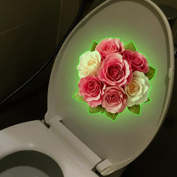 Baderom Lysende Blomst Toalettklistremerke Nattlys Blomstervegg A2