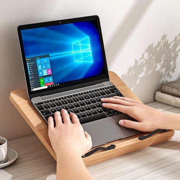 S/M/L Sammenleggbar lesehylle i tre, justerbart laptopstativ Khaki M