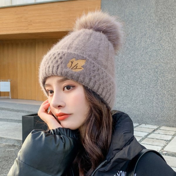 Winter Warm Hats For Women New Fashion n Blends Tjock Varm Kni Gray