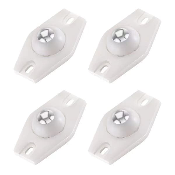 4 stk. selvklæbende hjul, 360 graders rotation White Single bead