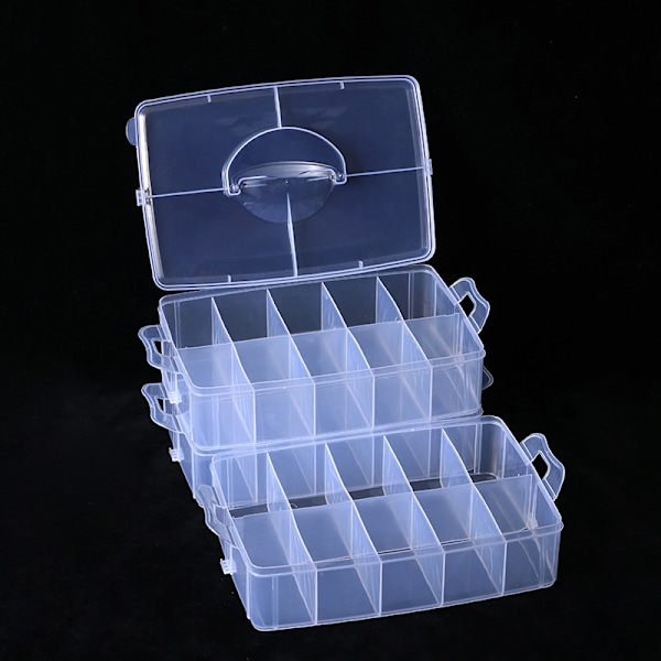 3-lagers stapelbar plast smycken pärlor låda arrangör förvaring C Transparent