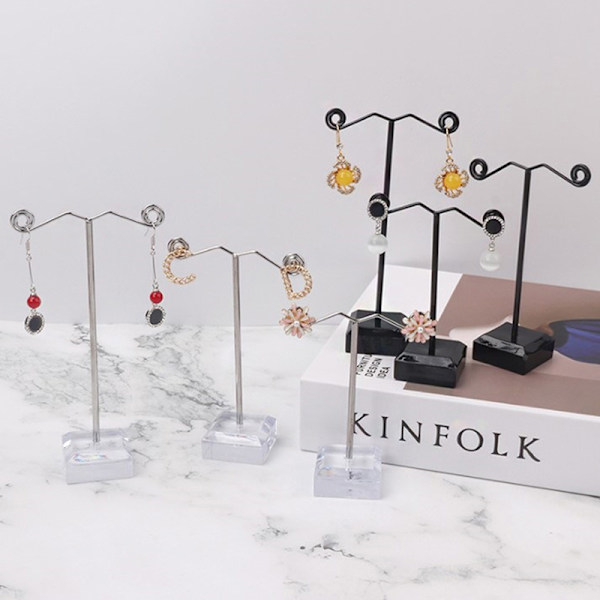 Metal smykker Display Stand Sort Klar Akryl Stud Ørering Ho Clear L