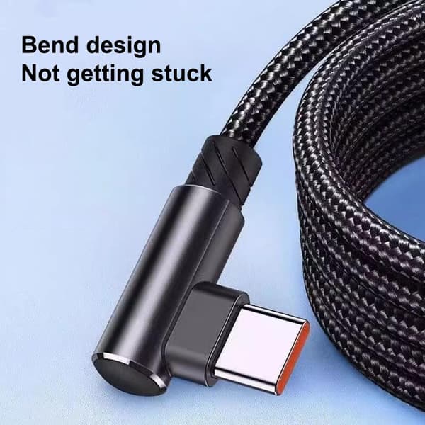 90 graders armbågsladdare nylonflätad tråd 6A typ C USB snabb C For iPhone 1m