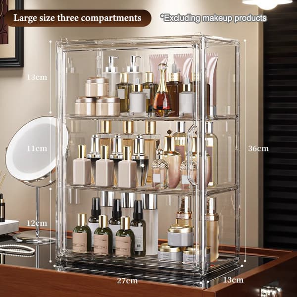 Klar stor makeup-organizer i akryl med låg E