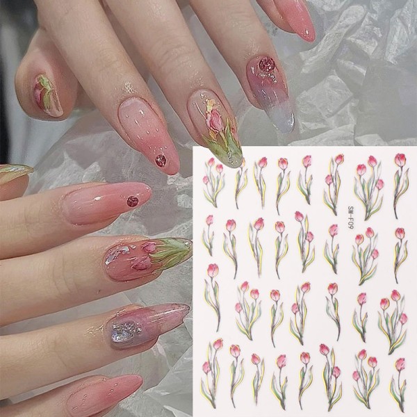 Sweet Tulips Nail Art Sticker Floral Nail Stickers For Girls Ma A4