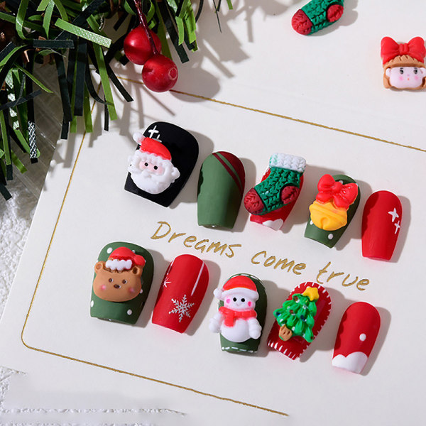 10 stk Christmas Resin Nails Art Decor 3d Charms Nail Ornaments 06