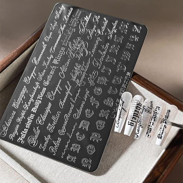 Neglekunst Stamping Plader Håndskrift Skabeloner Til DIY Manicure