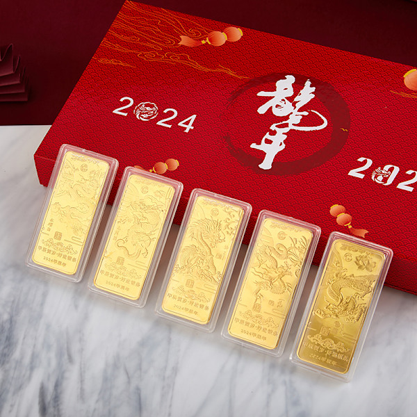 2024 Årets Drage-zodiak Guldbar Traditionel Guldbarre 6pcs/set