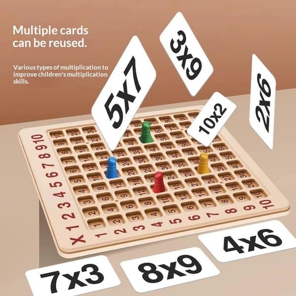 99 Multiplikationsbrädspel i trä Montessori för barn som lär sig 1Set
