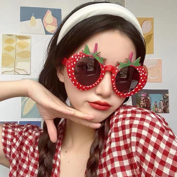 Jordbær sjove briller Fest fotodekorationer Voksen børn del Red