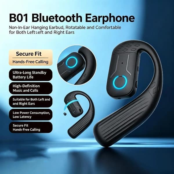 Bluetooth 5.4 TWS Trådlös Öronkrok Hörlur HiFi Stereo Brus A5