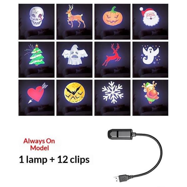 1 sarja USB-virtalähde joulu Halloween-projektorilamppu katto seinä A2