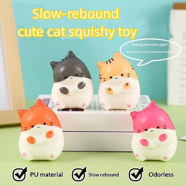 Søde Kat Fidget Legetøj Langsom Rebound Blødt Klemmelegetøj Hjemmekontor A3