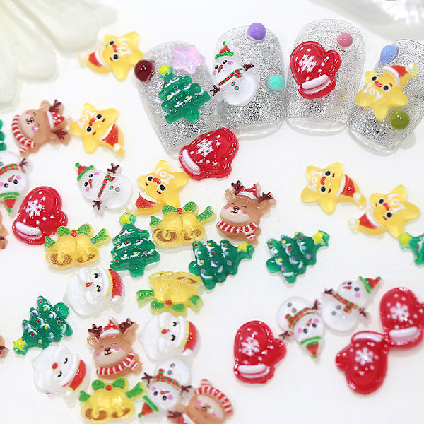 Jultema Julmotiv Nagelkonst Dekoration Charm Nagel Smycken Dekoration N3