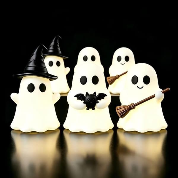 1/3 st Halloween Lysande Mini Spökstaty Prydnad e Spooky T B