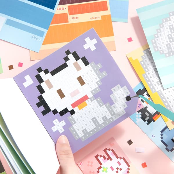 23 ark Pixel Coloring Sticker Book - Pärlkonst Djurtema DI A1