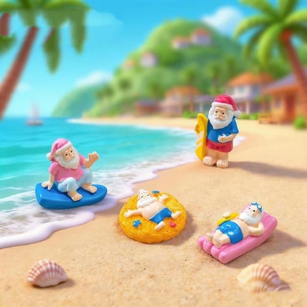 Mini Resin Sommar Tomtefigurer Bedårande Design För Strand A4
