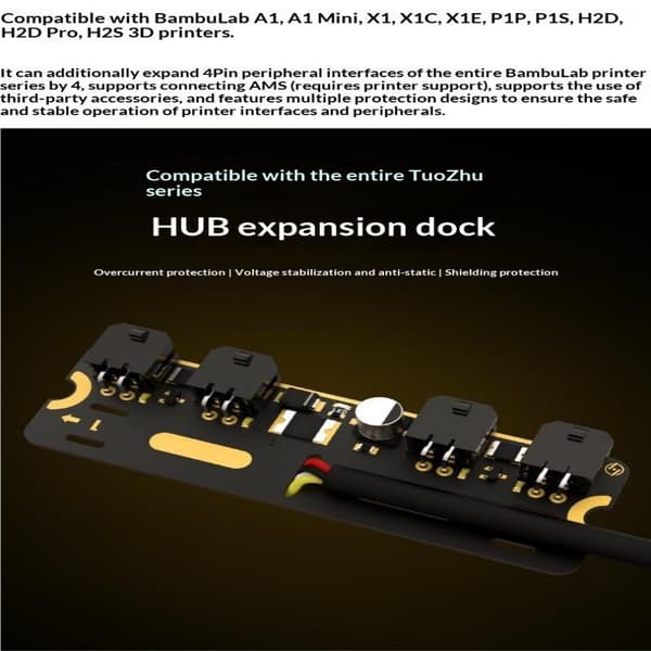 4-ports utvidelseshub med strømsignalbeskyttelse for Bambu Lab A1