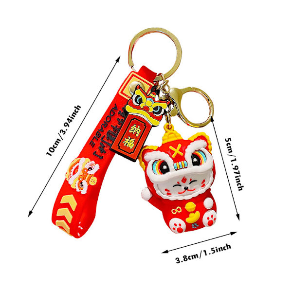 Creative Keychains 2022 New Year of the Tiger Lucky Cat hängsmycke Red