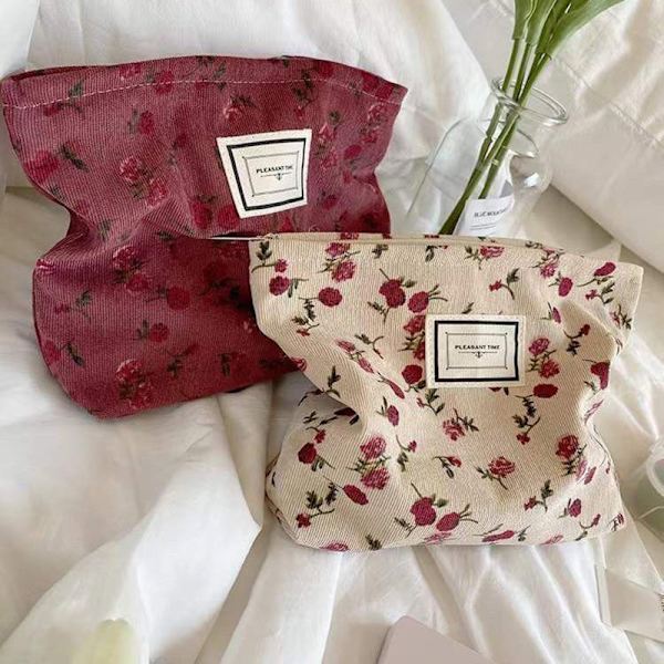 1st Manchester Flower Kosmetikväska Clutchväska Stor sminkorgan Pink