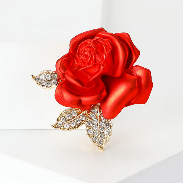 Utsøkt rød rose-blomst brosjer for kvinne luksus blomsterfash