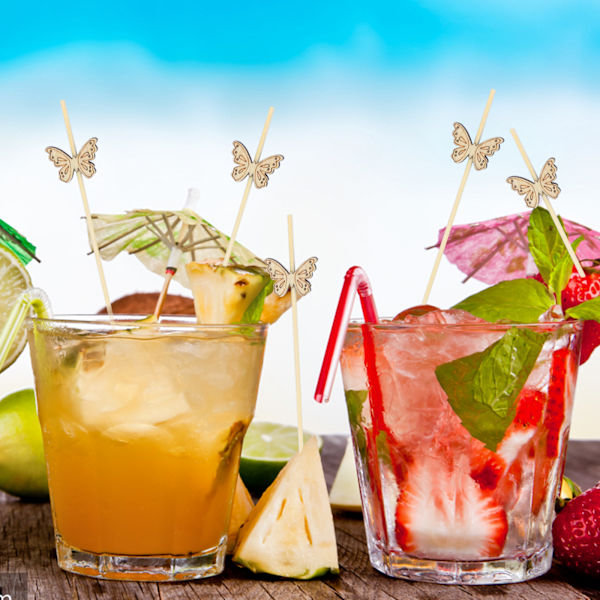 200 stykker e Cocktail-pinner for drikkevarer i tre, kaktusformet Fru 200一组
