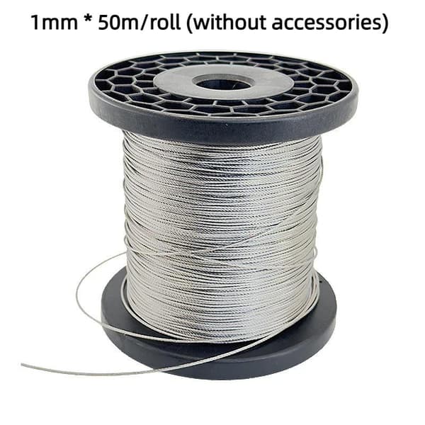 50m/196ft rustfri stålwire med 50 aluminiumsklemmer for A1