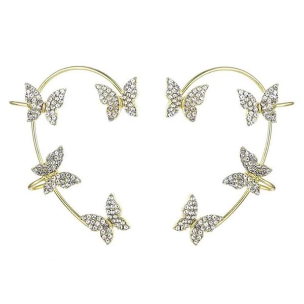 Kvinder Sommerfugleøreringe Zircon Ørekrog Clip-on Brusk Ikke- D
