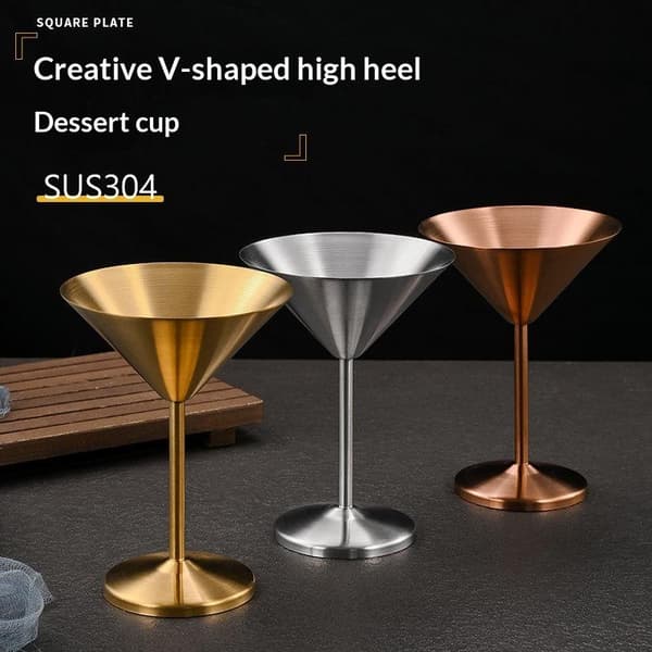 Martini-kopper i rustfrit stål Cocktailglas Isdessert G A3