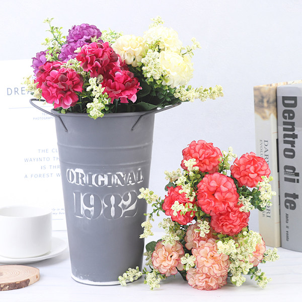 1 Buket 5 Hoveder Hortensia Silke Blomst Kunstig Blomst Holdi Red