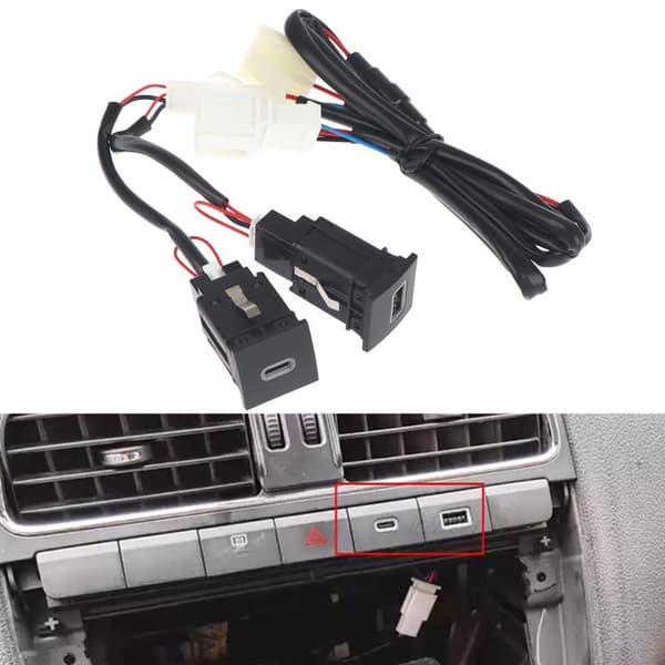 1 stk. rød LED bil USB PD laderadapter for Golf 6 MK6 5 Sciroc Onesize